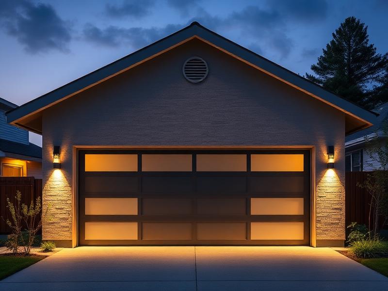 Steel insulated garage door with smart opener features